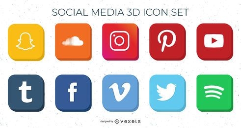 Pacote de ícones de mídia social 3D de alto detalhe