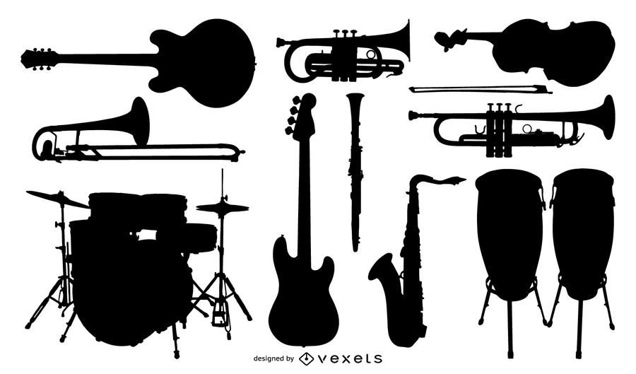Instrumento de música de vetor de silhueta Instrumento de música de vetor de silhueta