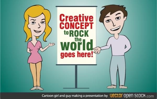 Cartoon girl and guy Cartoon girl and guy