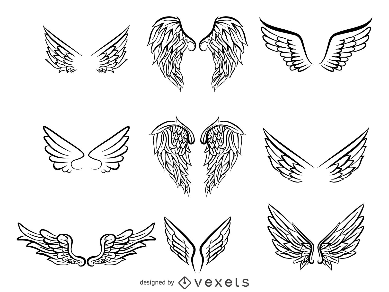 Sketchy Wings Pack Vector