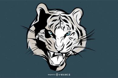 Vetor de cara de tigre de bengala