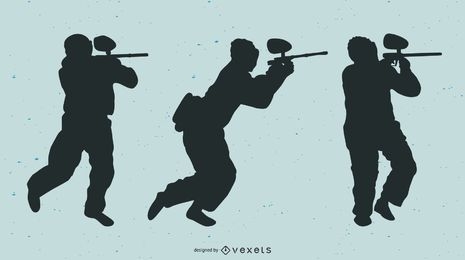 Silhouette Paintball Players Vector