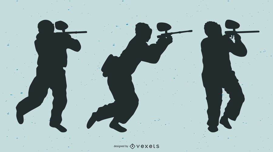 Silhouette Paintball Players Vector Silhouette Paintball Players Vector