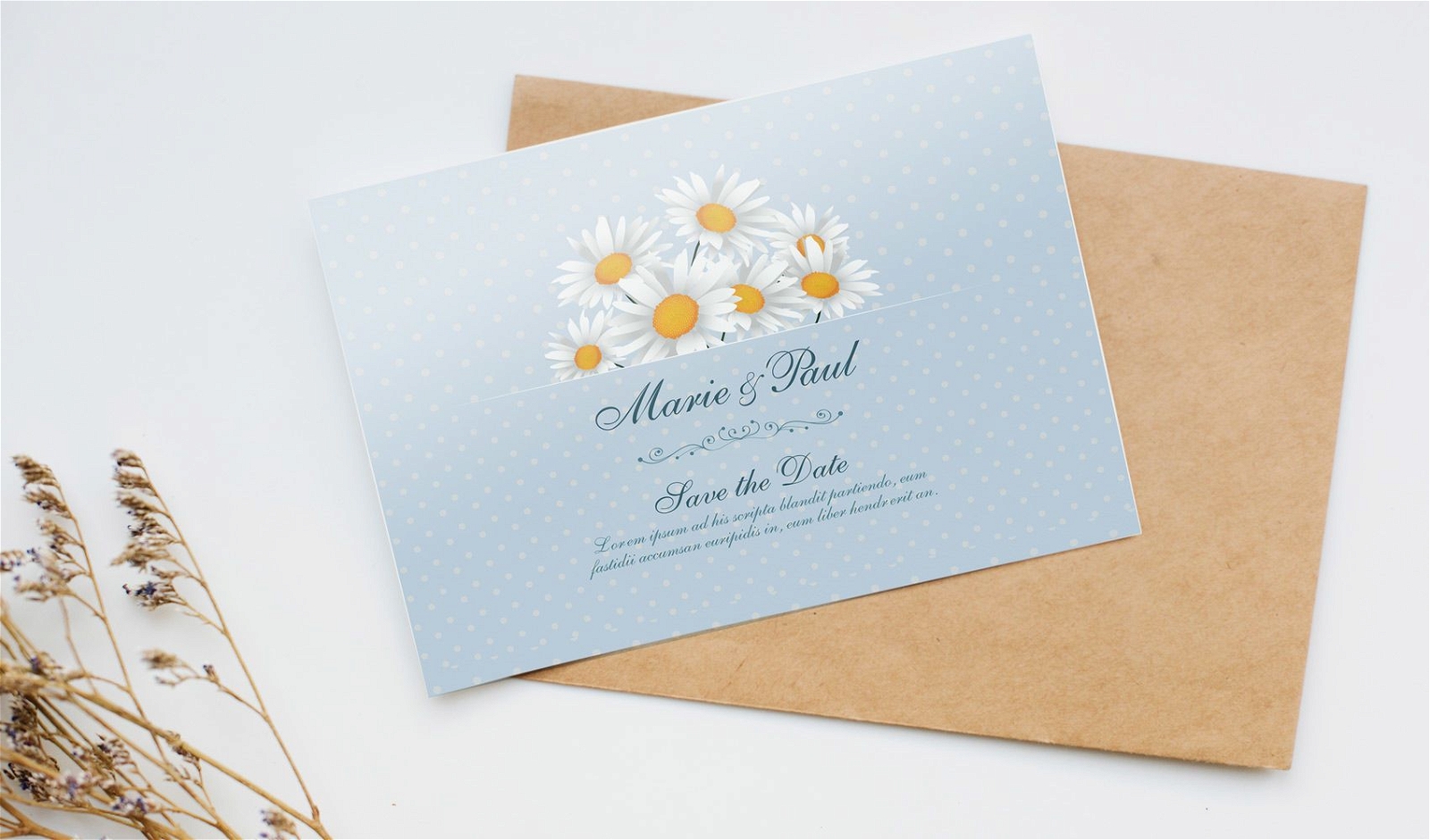 Einladungskarte mit Blumenabzeichen