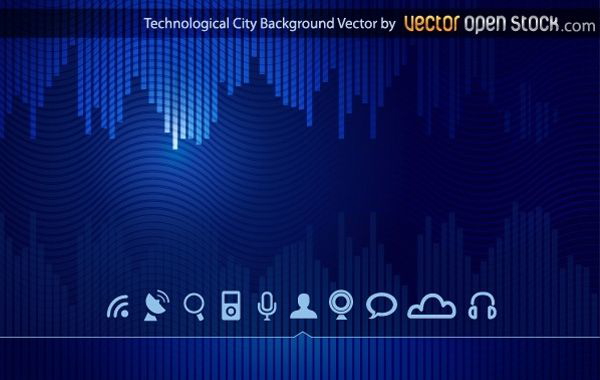 Technologischer Skyline-Stadthintergrund