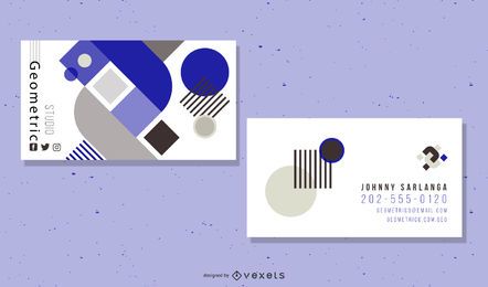 Tarjeta de visita simple negra y azul