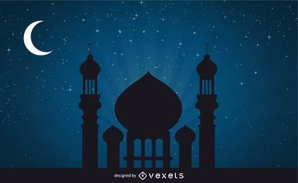 Mosque in Stunning Moonlight Night