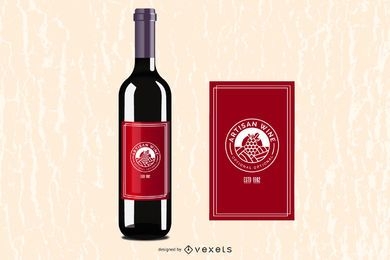 Glossy Wine Bottle with Label