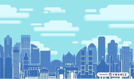 Cidade Azul com Edifício Elevado