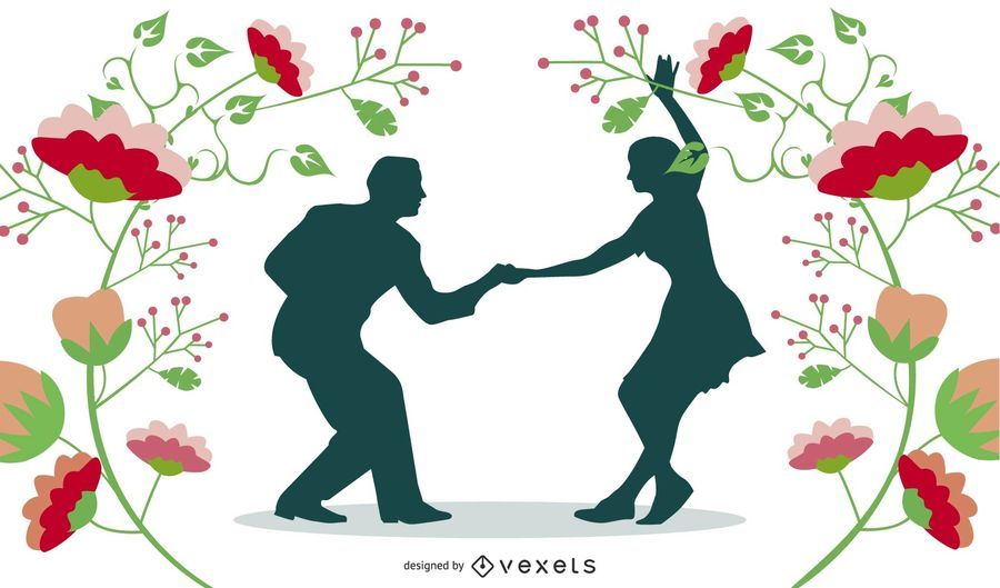 Happy Dancing Couple with Nature Frame Happy Dancing Couple with Nature Frame