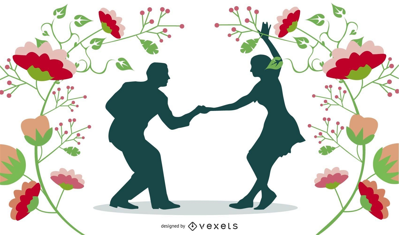 Happy Dancing Couple with Nature Frame