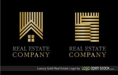 Logotipo de bienes raíces de oro de lujo