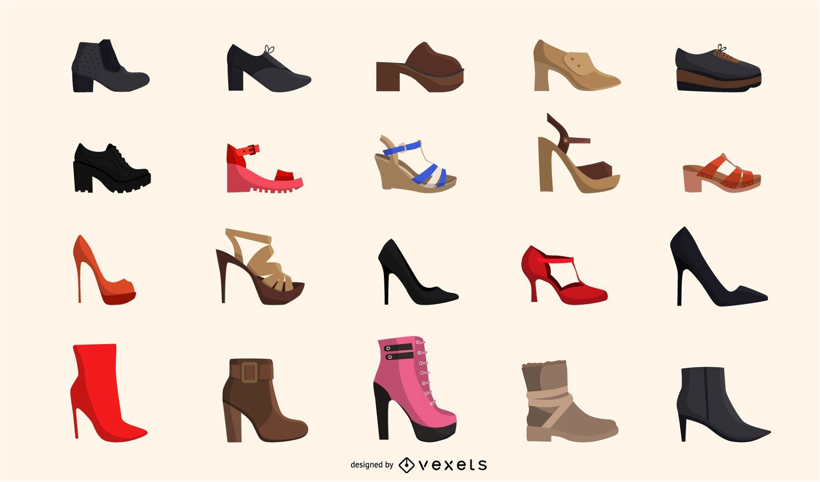 Conjunto de sapatos femininos elegantes