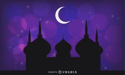 Layout de saudação roxo para o sagrado Ramadã