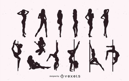Girls Dancing Striptease Pack Silhouette Girls Dancing Striptease Pack Silhouette