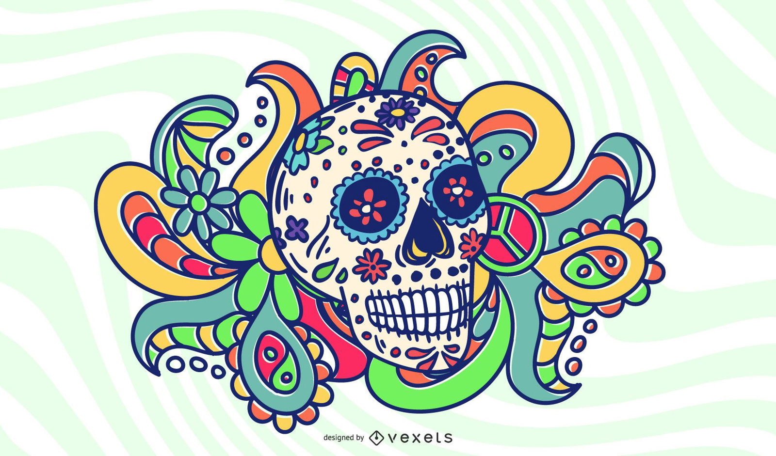 Adornos con calaveras psicod?licas