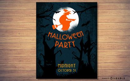 Folleto de fiesta de Halloween de árbol