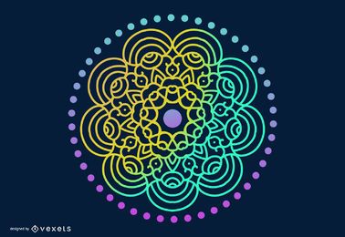Vetor de mandala estilo asteca psicodélico