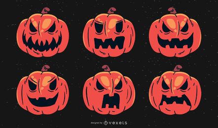 Conjunto assustador de abóbora louca de Halloween