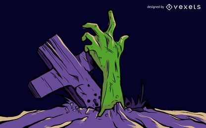 Zombie Coming Out of the Ground Illustration 