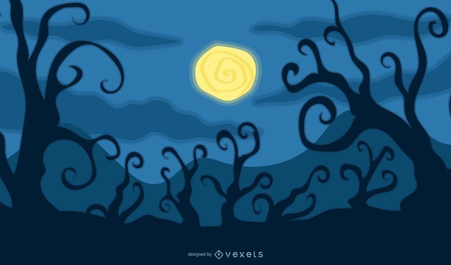 Spooky Halloween Art with Creepy Trees Spooky Halloween Art with Creepy Trees