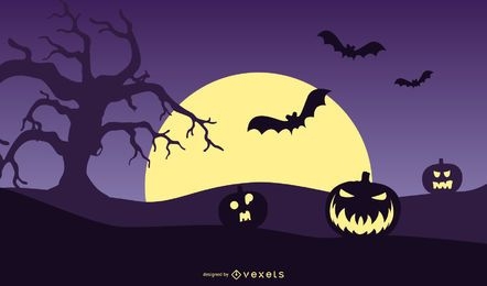Ilustração de noite de Halloween de abóbora