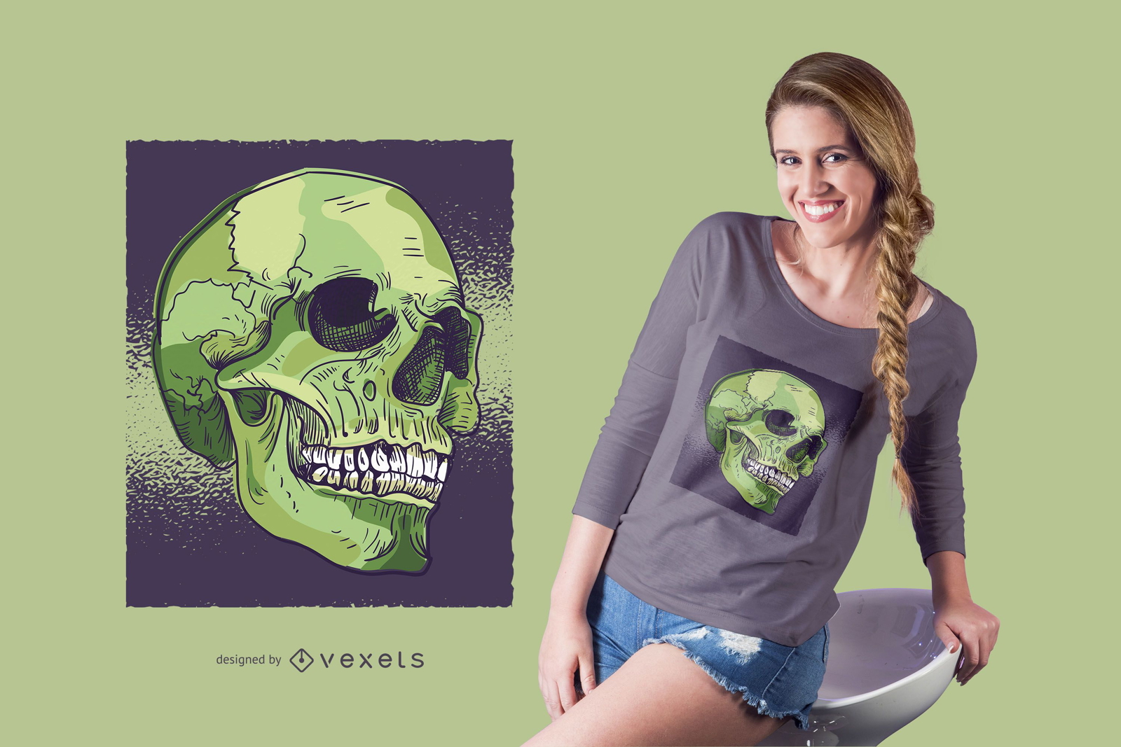 Dise?o de camiseta de calavera realista