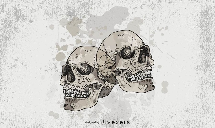 Grungy Skulls Halloween Emblem Grungy Skulls Halloween Emblem