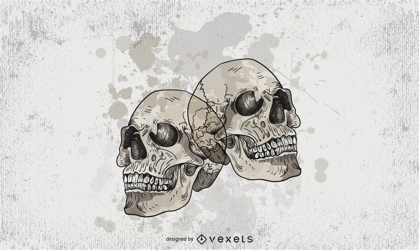 Emblema de Halloween Grungy Skulls