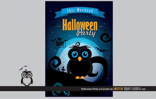 Halloween Party Owl Poster