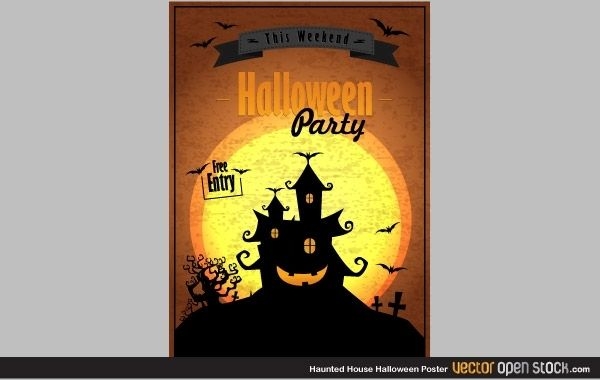 Haunted house Halloween poster