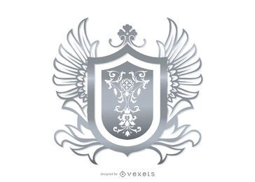 Escudo Heráldico Ornamental Cinzento