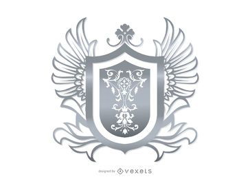 Escudo heráldico ornamental gris