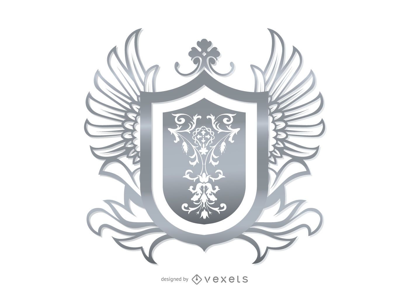 Grauer dekorativer heraldischer Schild