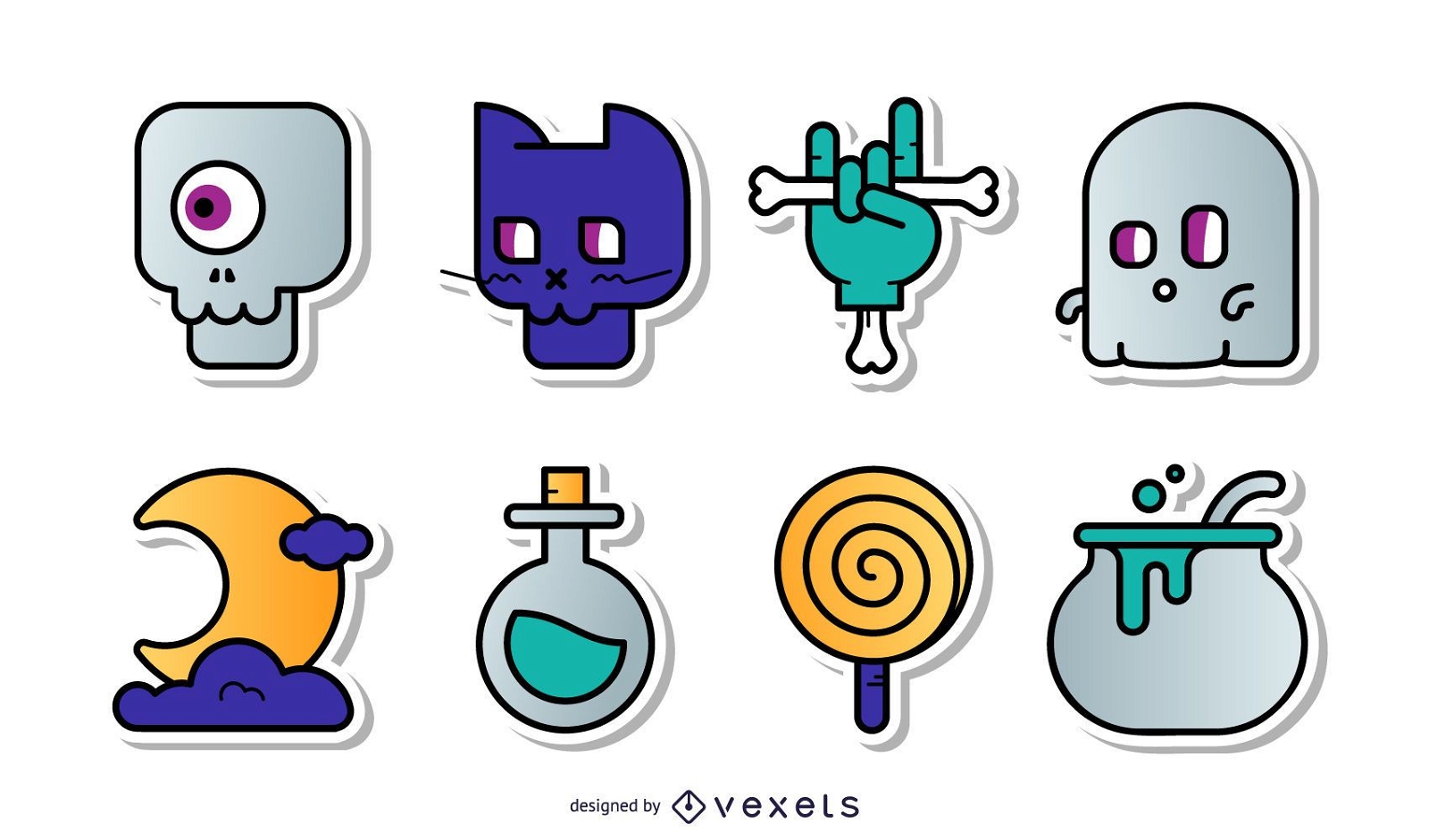 Sticker Set with Halloween Object