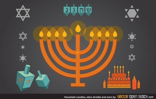 Velas de Hanukkah estrellas dreidel y m?s