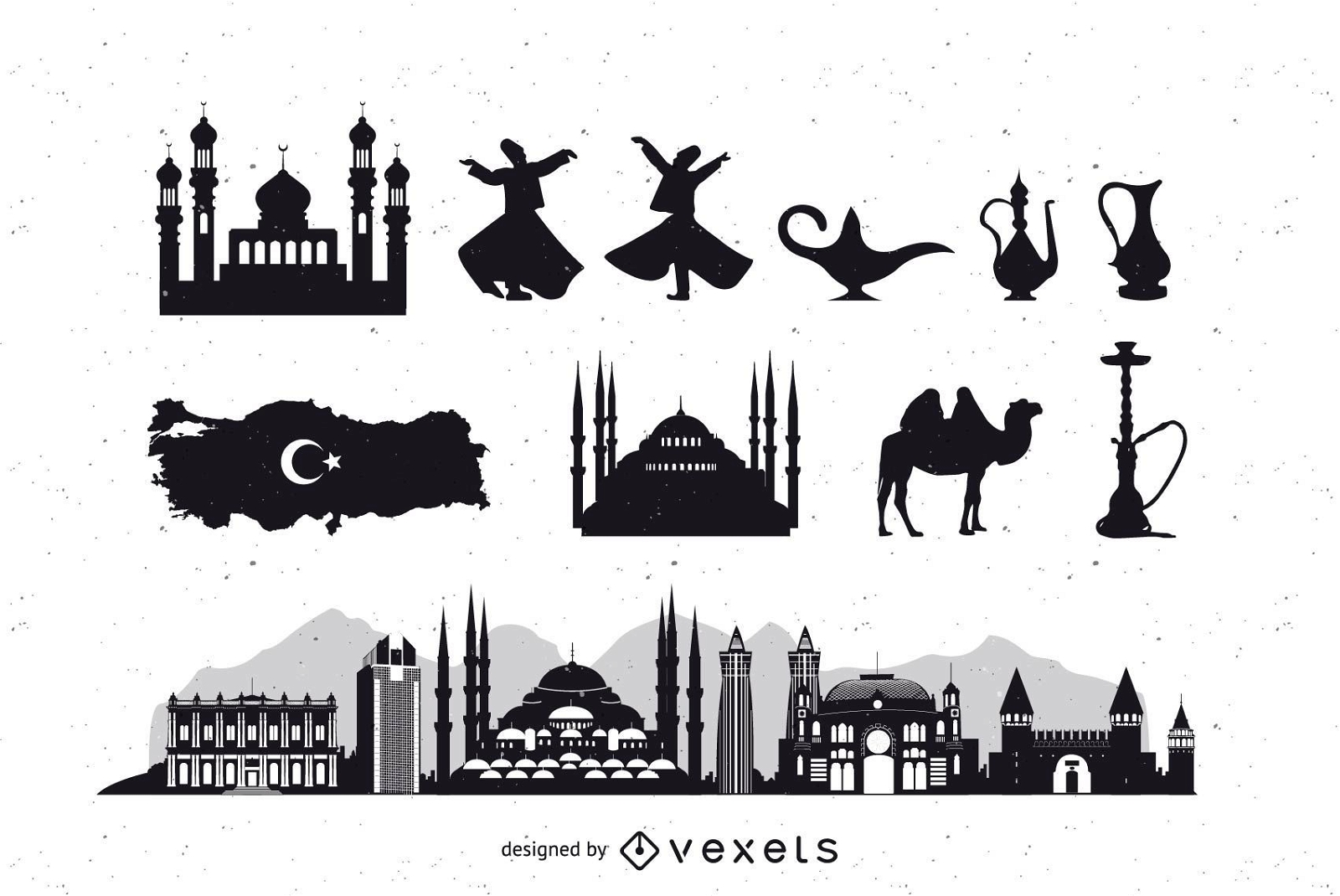 Silhueta do pacote de ícones de Istambul Turquia