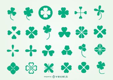 Paquete de símbolos de trébol para el día de San Patricio