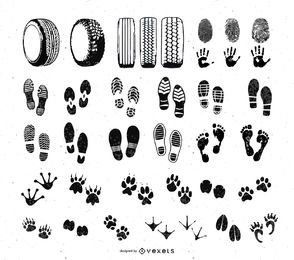 Foot and Car Wheel Step Print Set