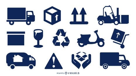Cargo Delivery & Packaging Icon Set