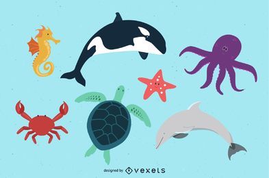 Free Kids Beach Animals Art Pack