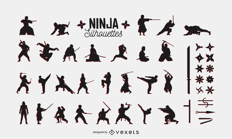 Silhueta de matilha ninja Silhueta de matilha ninja