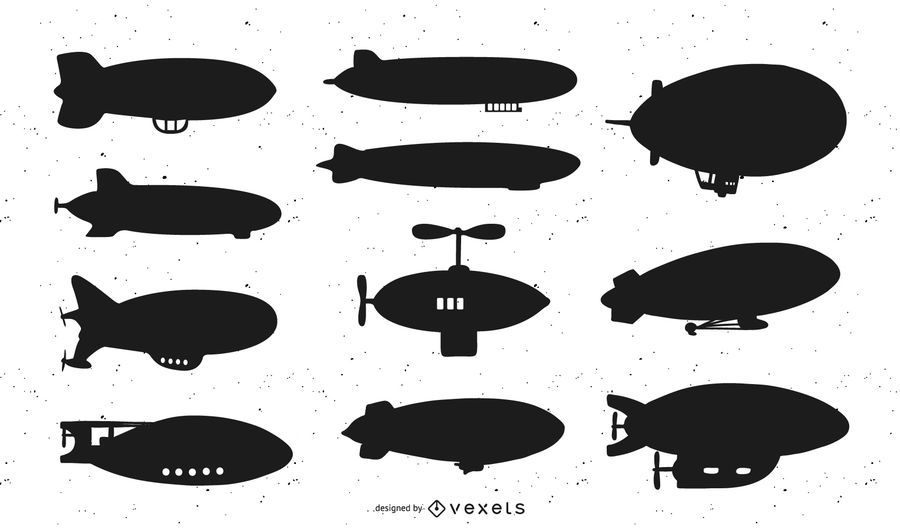 Dirigible Airship Pack Silhouette Dirigible Airship Pack Silhouette