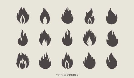Satz Feuerflammenform-Silhouette
