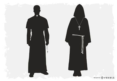 Priest and Monk Silhouette