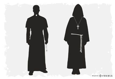 Priester und Mönch Silhouette
