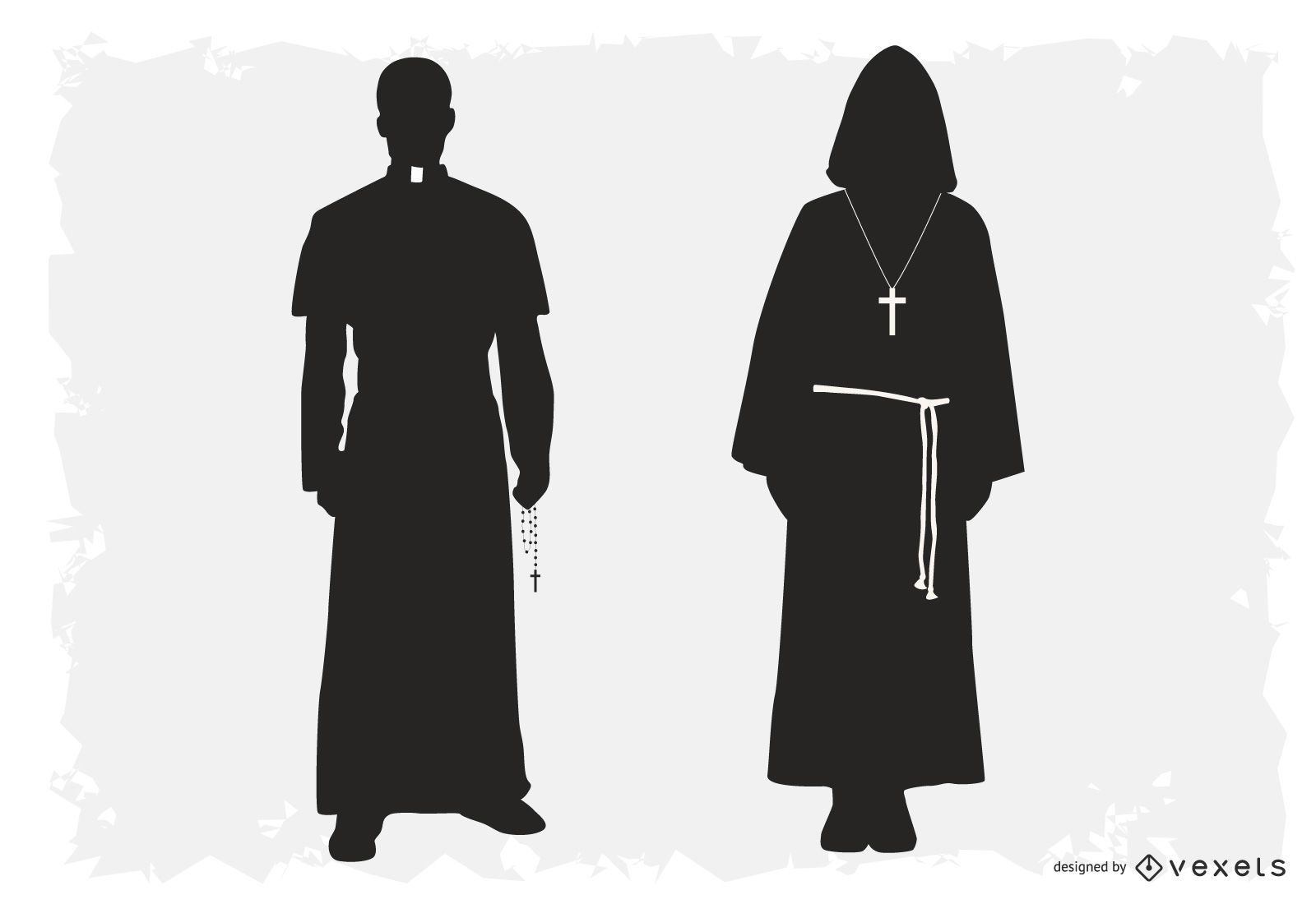 Priester und Mönch Silhouette
