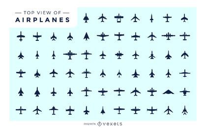 Top View of Airplane Pack Silhouette Top View of Airplane Pack Silhouette