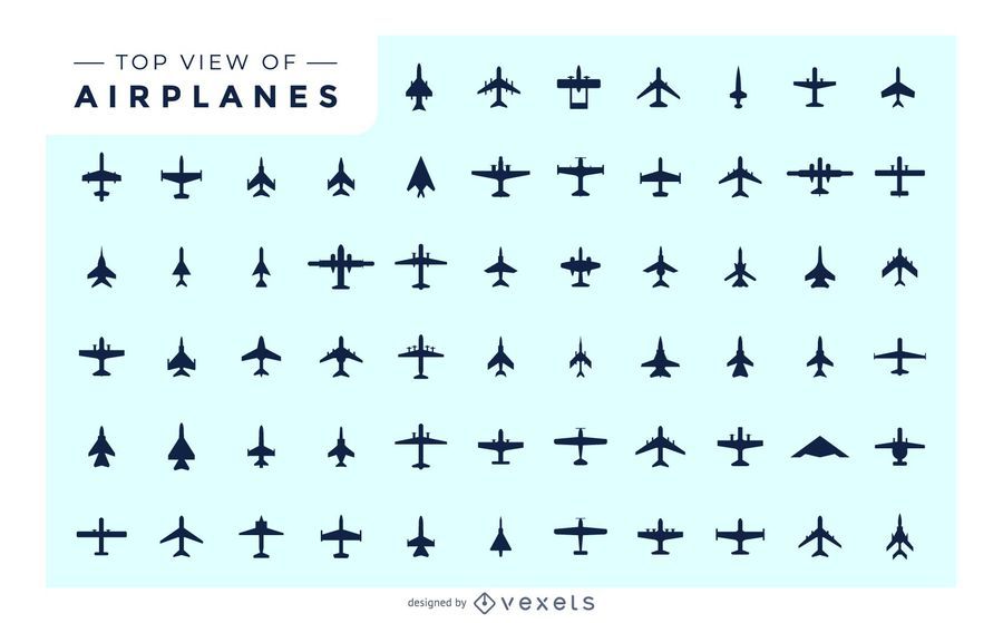 Top View of Airplane Pack Silhouette Top View of Airplane Pack Silhouette