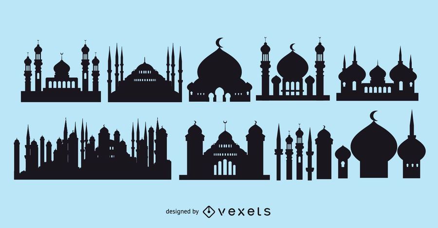 Paquete de silueta de la mezquita islámica Paquete de silueta de la mezquita islámica